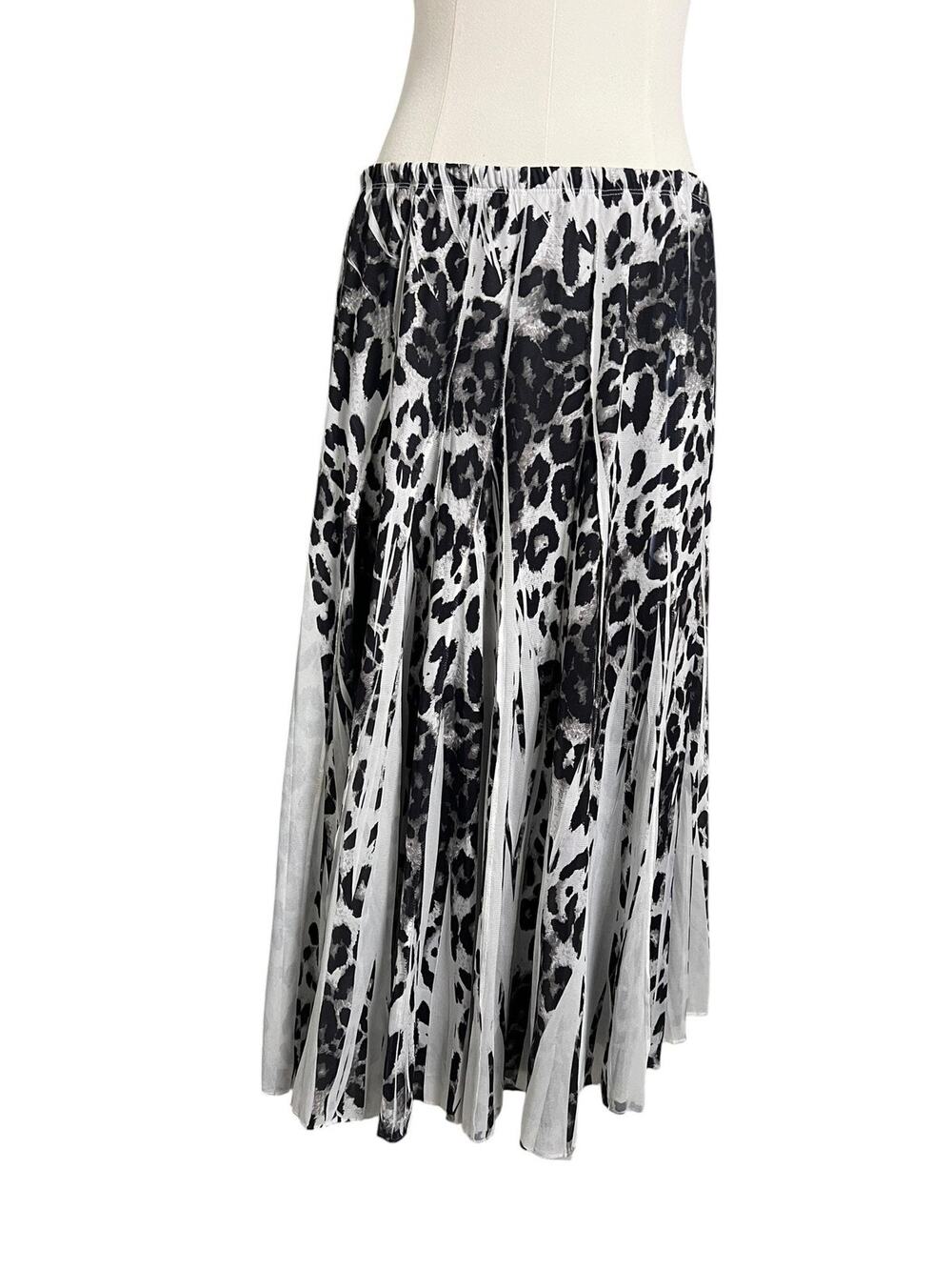 Cato Animal Print Mesh Midi Skirt Womens Large Leopard Pull On Flowy Mob Wife